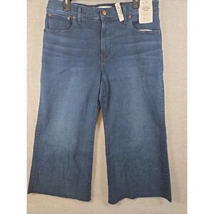 Madewell Flared Wide Leg Crop Jeans 33P Raw Hem High Rise Magic‎ Pockets NEW